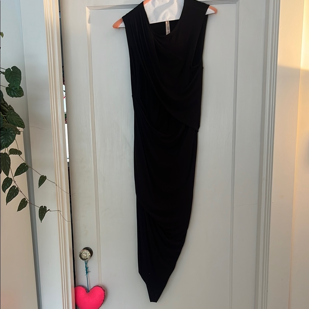 Bailey 44 Black Asymmetrical High-Low Cowl Neck Dress